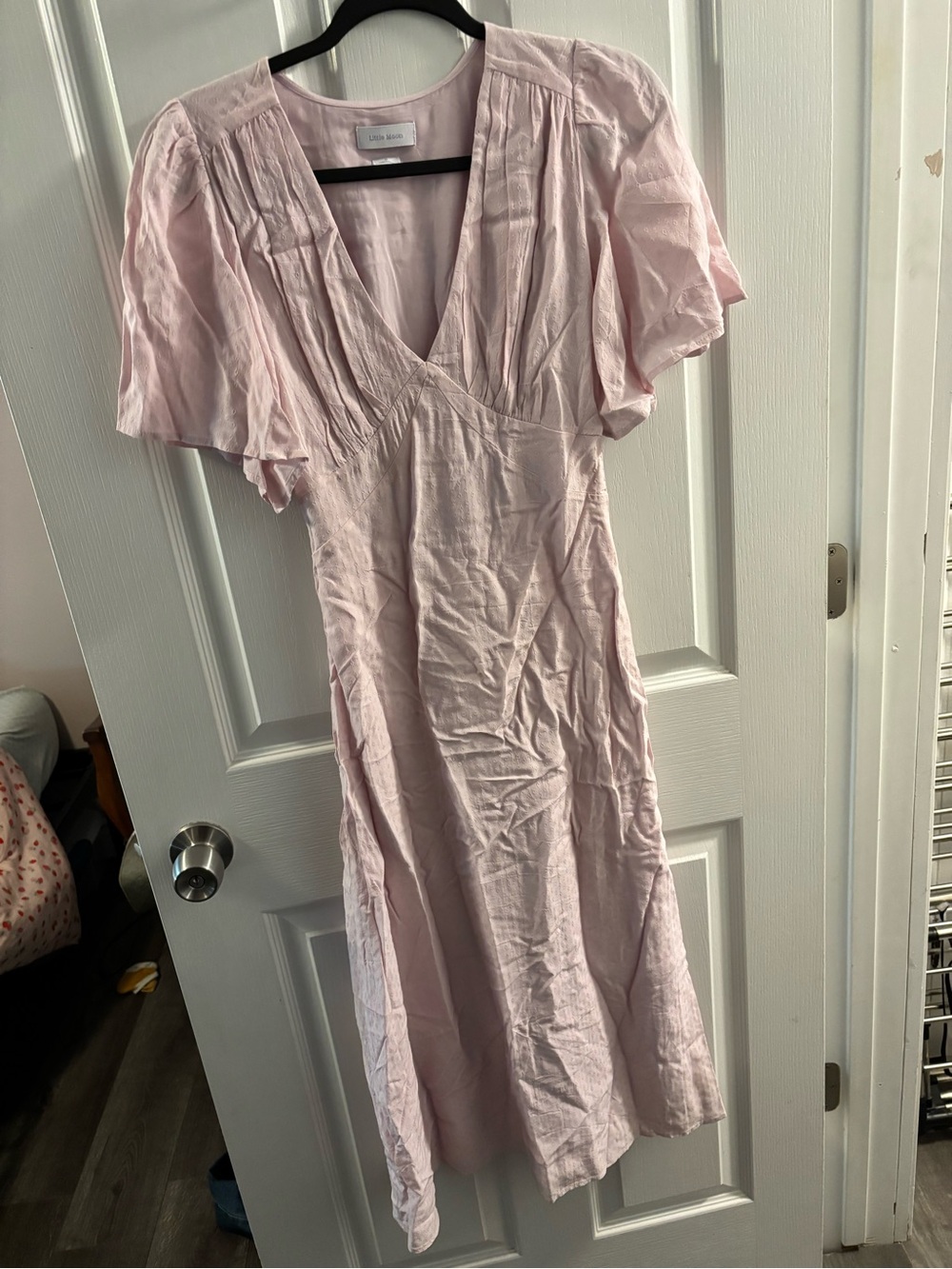 Aritzia Pale Pink V-Neck Midi Dress